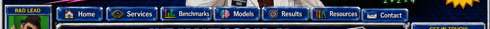 Navigation: Home · Services · Benchmarks · Models · Results · Resources · Contact